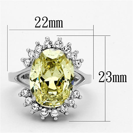 Rhodium Brass Ring with AAA Grade CZ  in Apple Green color