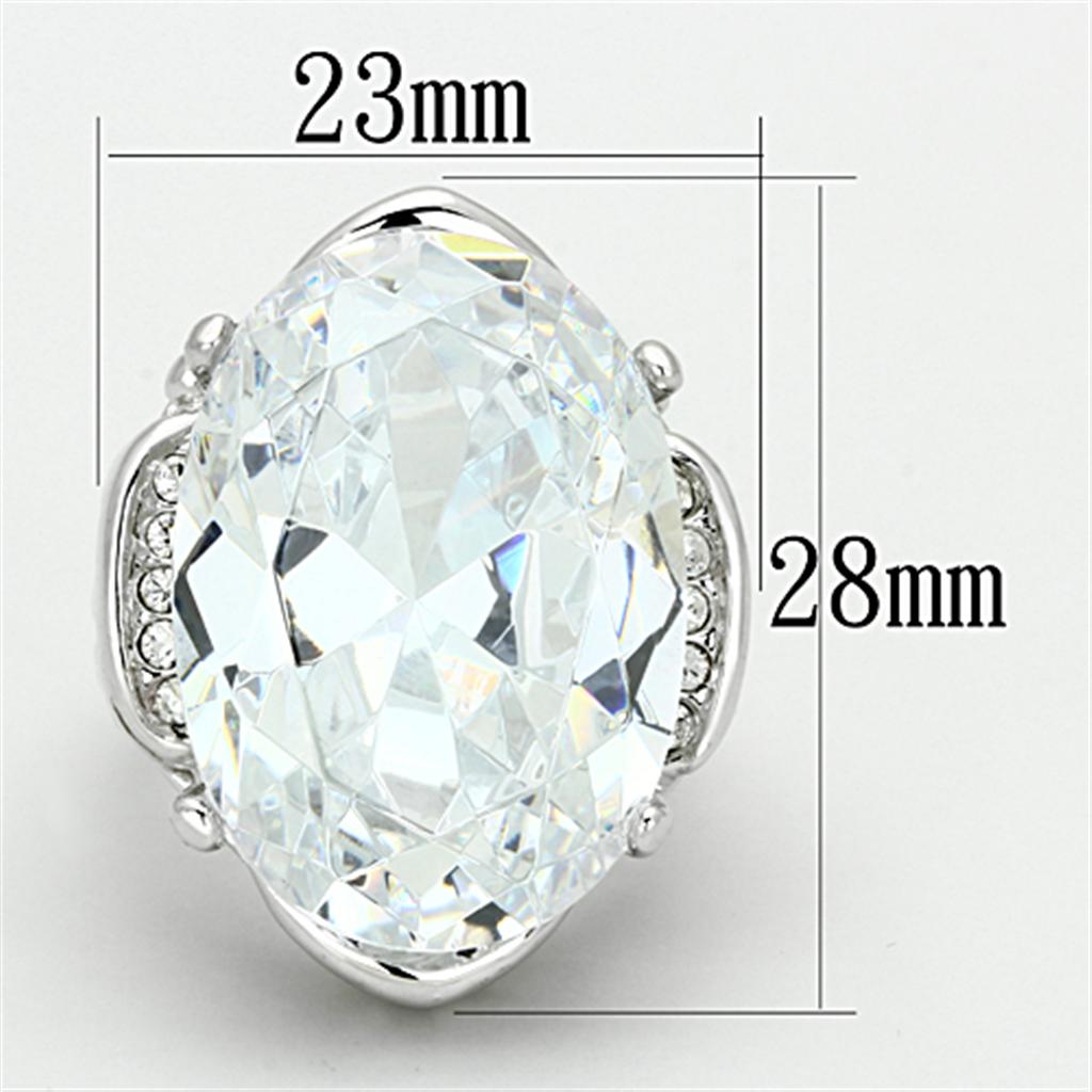 Rhodium Brass Ring with AAA Grade CZ  in Clear