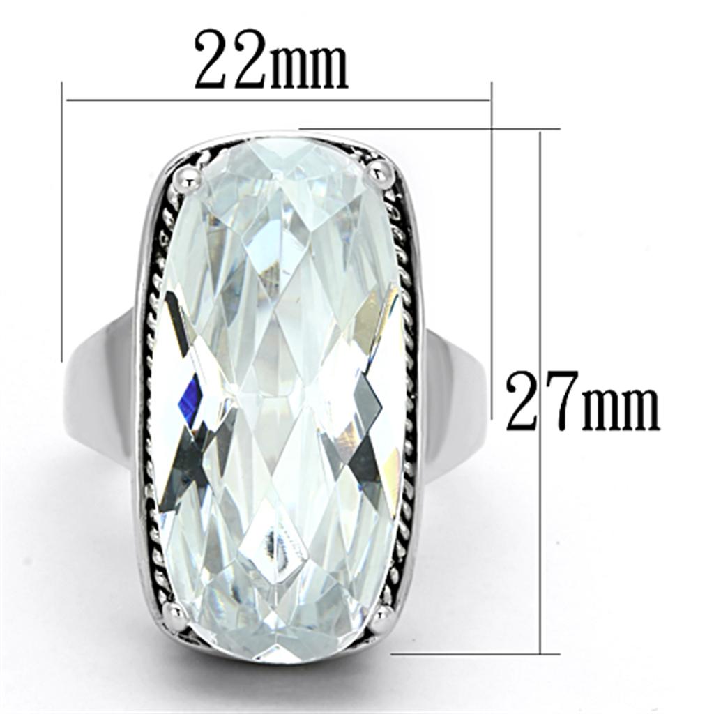Rhodium Brass Ring with AAA Grade CZ  in Clear