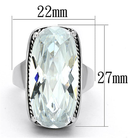 Rhodium Brass Ring with AAA Grade CZ  in Clear