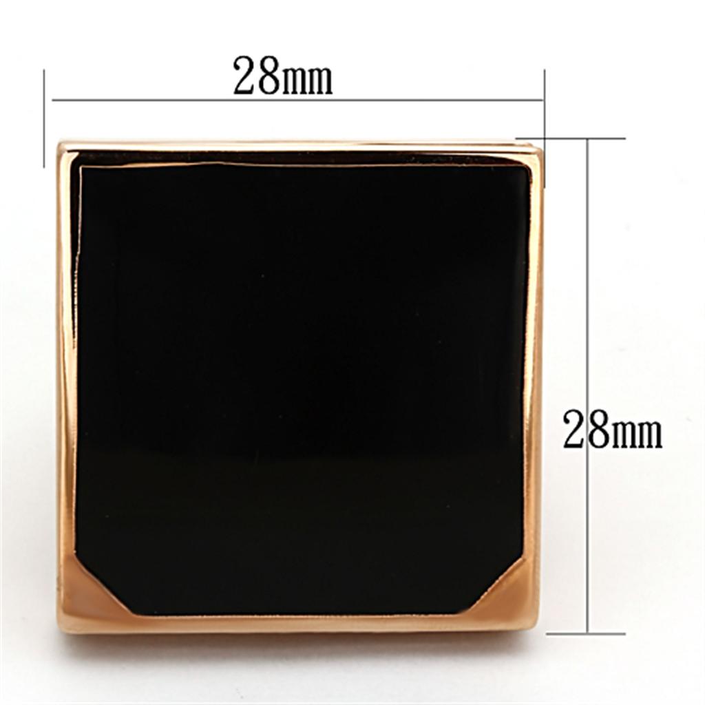 Rose Gold Brass Ring with Synthetic Synthetic Glass in Clear