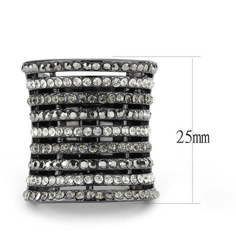 Ruthenium Brass Ring with Top Grade Crystal  in Black Diamond