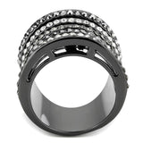 Ruthenium Brass Ring with Top Grade Crystal  in Black Diamond