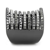 Ruthenium Brass Ring with Top Grade Crystal  in Black Diamond