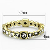 LO3003 Gold Brass Ring with Top Grade Crystal in Clear