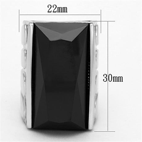 Rhodium Brass Ring with AAA Grade CZ  in Black Diamond