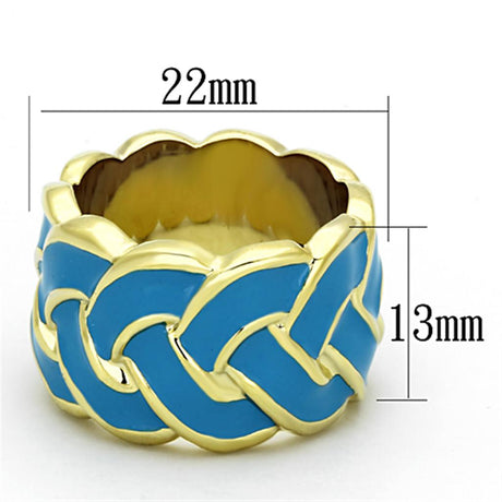 Gold Brass Ring with Epoxy  in Sea Blue