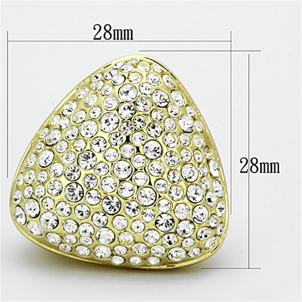 Gold Brass Ring with Top Grade Crystal  in Clear
