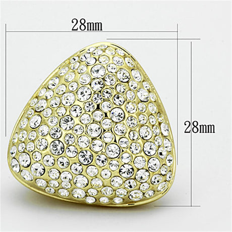 Gold Brass Ring with Top Grade Crystal  in Clear