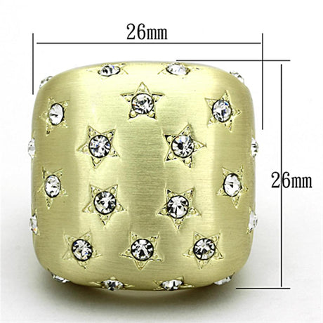 Gold & Brush Brass Ring with Top Grade Crystal  in Clear