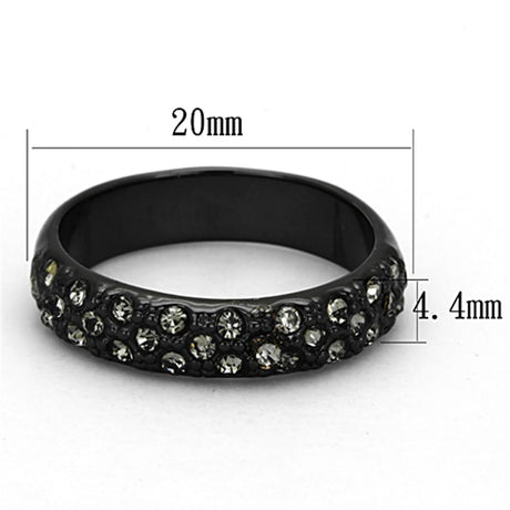 TIN Cobalt Black Brass Ring with Top Grade Crystal  in Black Diamond