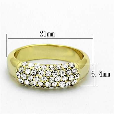 Gold Brass Ring with Top Grade Crystal  in Clear