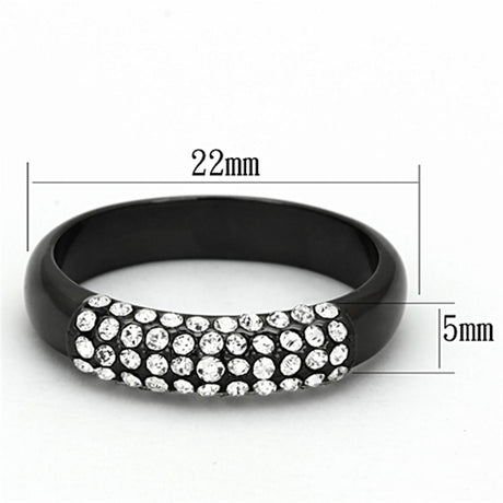 TIN Cobalt Black Brass Ring with Top Grade Crystal  in Clear