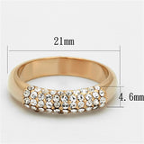 Rose Gold Brass Ring with Top Grade Crystal  in Clear