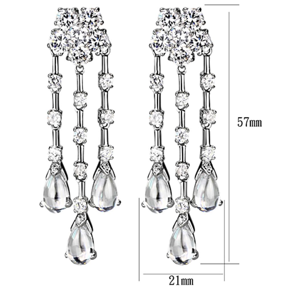 Rhodium Brass Jewelry Sets with AAA Grade CZ  in Clear