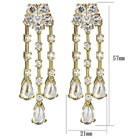 Gold Brass Jewelry Sets with AAA Grade CZ  in Clear
