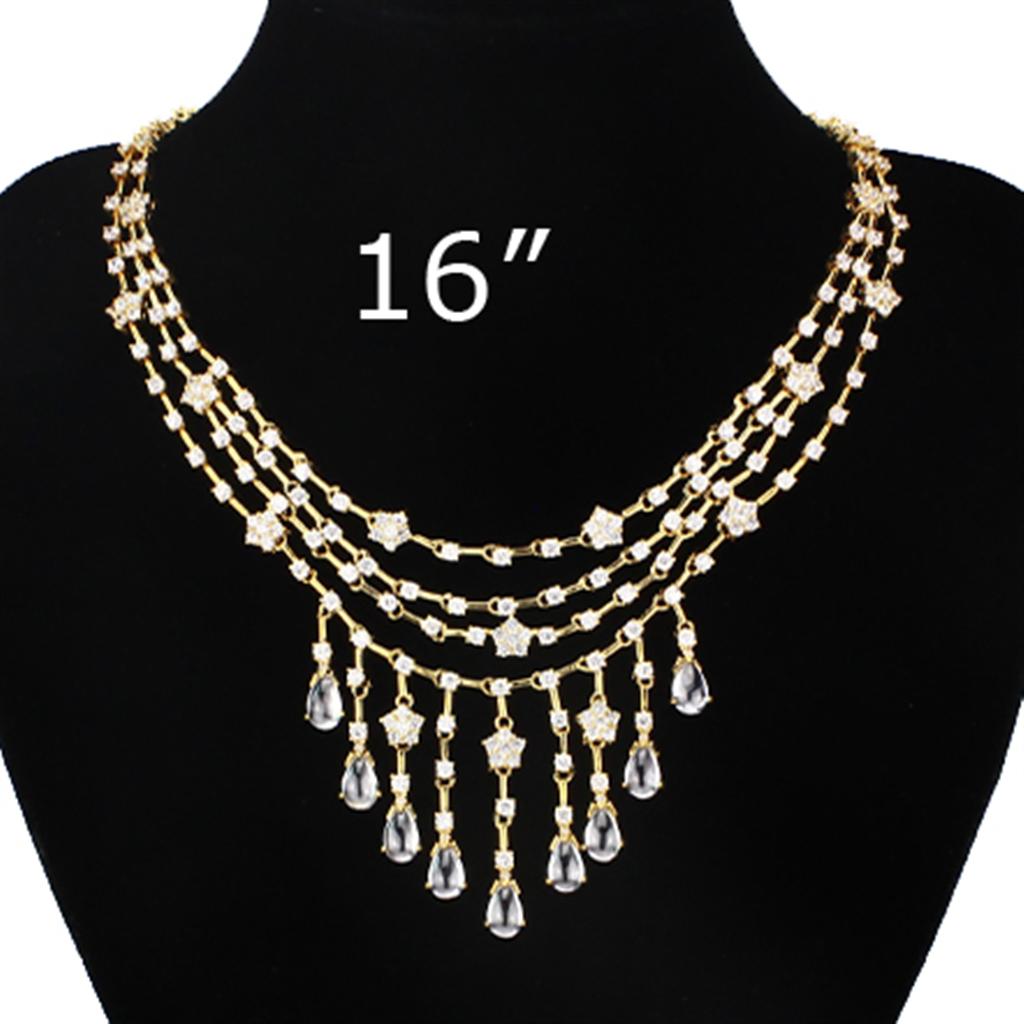Gold Brass Jewelry Sets with AAA Grade CZ  in Clear