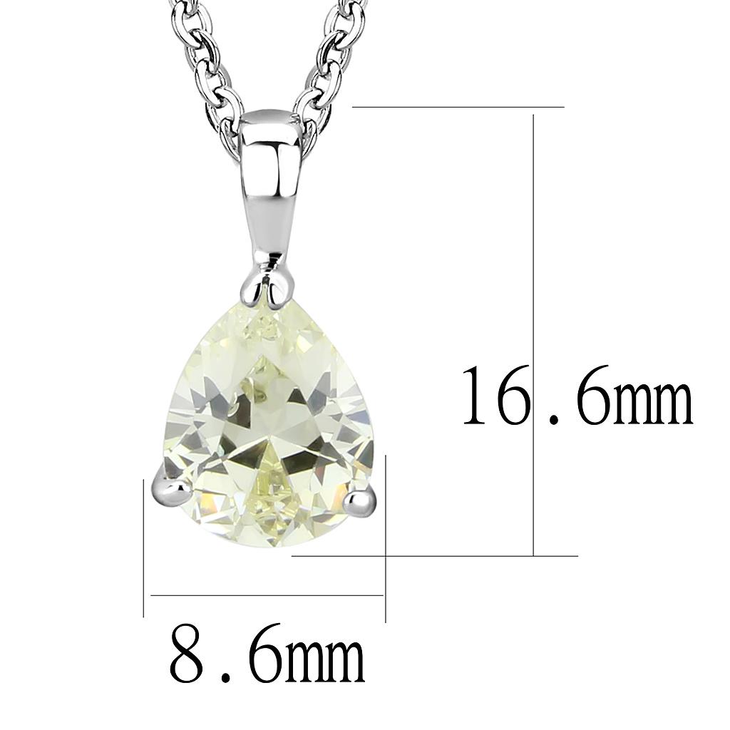 Rhodium Brass Chain Pendant with AAA Grade CZ  in Citrine Yellow
