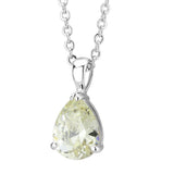 Rhodium Brass Chain Pendant with AAA Grade CZ  in Citrine Yellow
