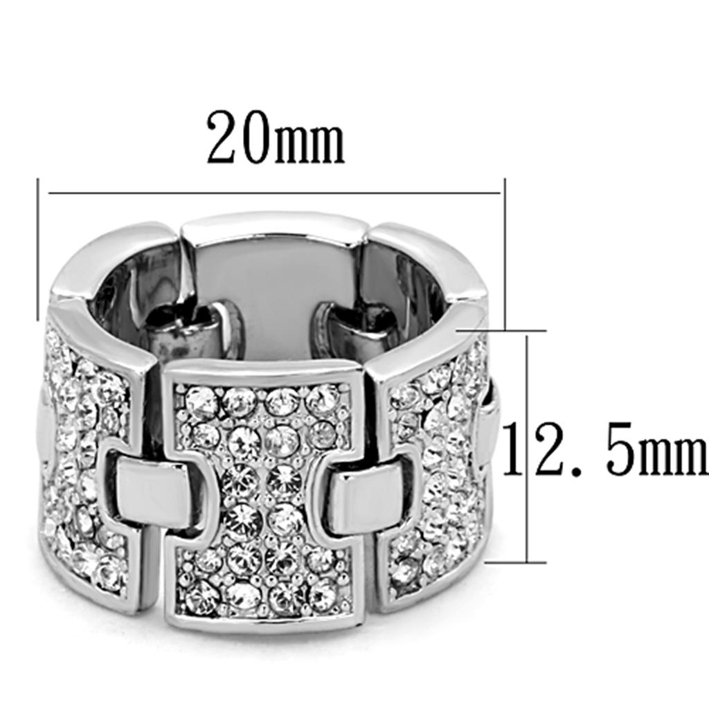Rhodium Brass Ring with Top Grade Crystal  in Clear