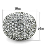 Rhodium Brass Ring with Top Grade Crystal  in Clear