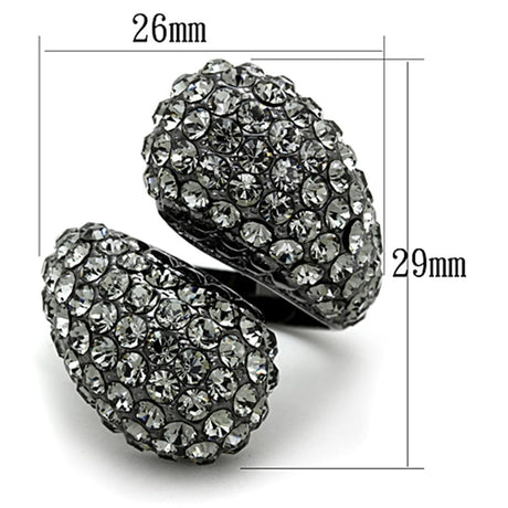TIN Cobalt Black Brass Ring with Top Grade Crystal  in Black Diamond