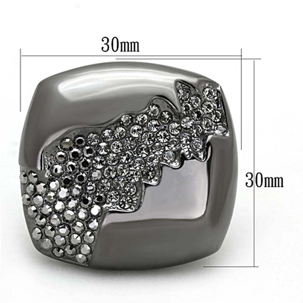 TIN Cobalt Black Brass Ring with Top Grade Crystal  in Black Diamond
