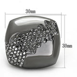TIN Cobalt Black Brass Ring with Top Grade Crystal  in Black Diamond