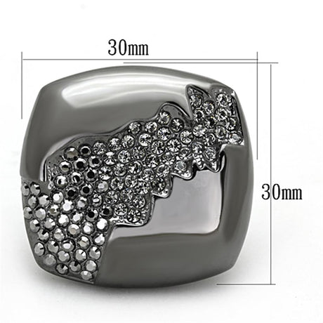 TIN Cobalt Black Brass Ring with Top Grade Crystal  in Black Diamond