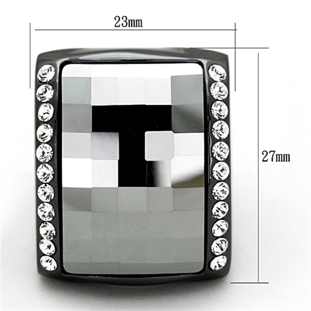 TIN Cobalt Black Brass Ring with Top Grade Crystal  in Black Diamond