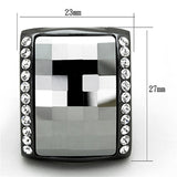 TIN Cobalt Black Brass Ring with Top Grade Crystal  in Black Diamond