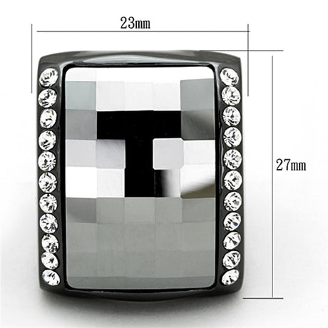 TIN Cobalt Black Brass Ring with Top Grade Crystal  in Black Diamond