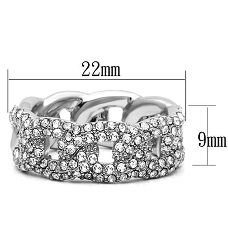 Rhodium Brass Ring with Top Grade Crystal  in Clear