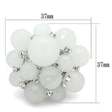 Rhodium Brass Ring with Synthetic Synthetic Glass in White