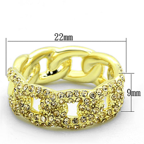 Gold Brass Ring with Top Grade Crystal  in Light Smoked