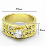 Gold Brass Ring with AAA Grade CZ  in Clear