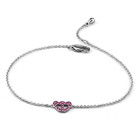 Rhodium Brass Bracelet with Top Grade Crystal  in Rose