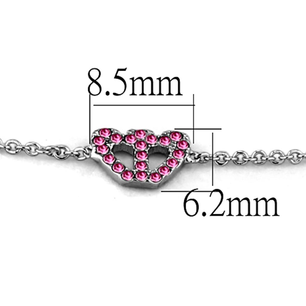 Rhodium Brass Bracelet with Top Grade Crystal  in Rose