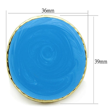 Gold Brass Ring with Epoxy  in Sea Blue
