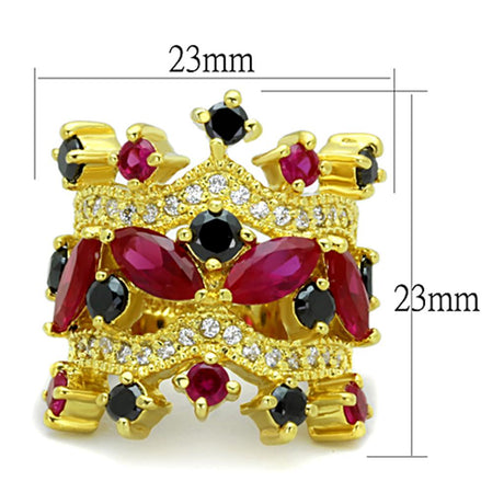 Gold Brass Ring with AAA Grade CZ  in Multi Color