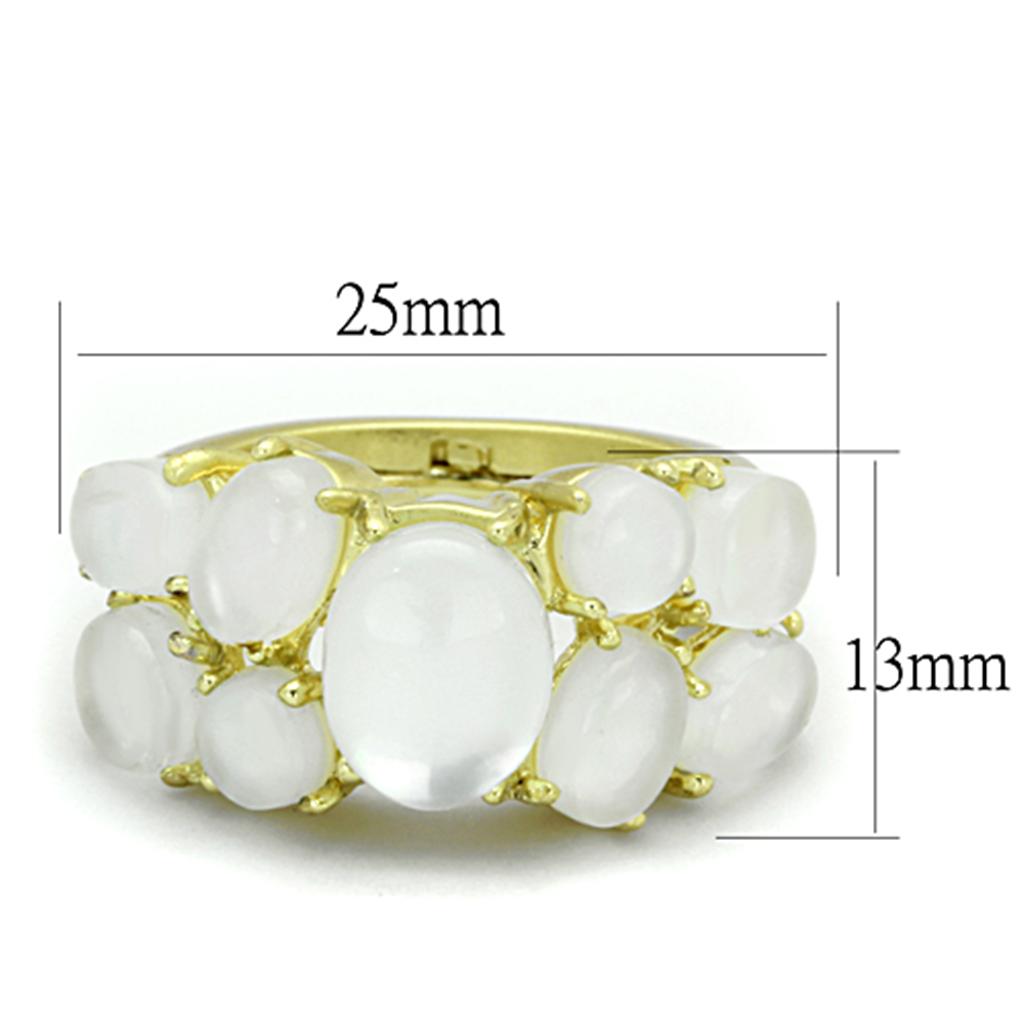 Gold Brass Ring with Synthetic Cat Eye in Aurora Borealis (Rainbow Effect)