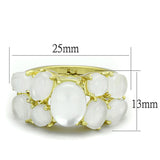 Gold Brass Ring with Synthetic Cat Eye in Aurora Borealis (Rainbow Effect)