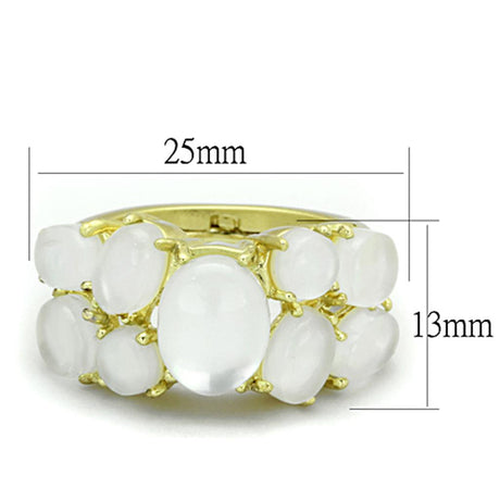 Gold Brass Ring with Synthetic Cat Eye in Aurora Borealis (Rainbow Effect)
