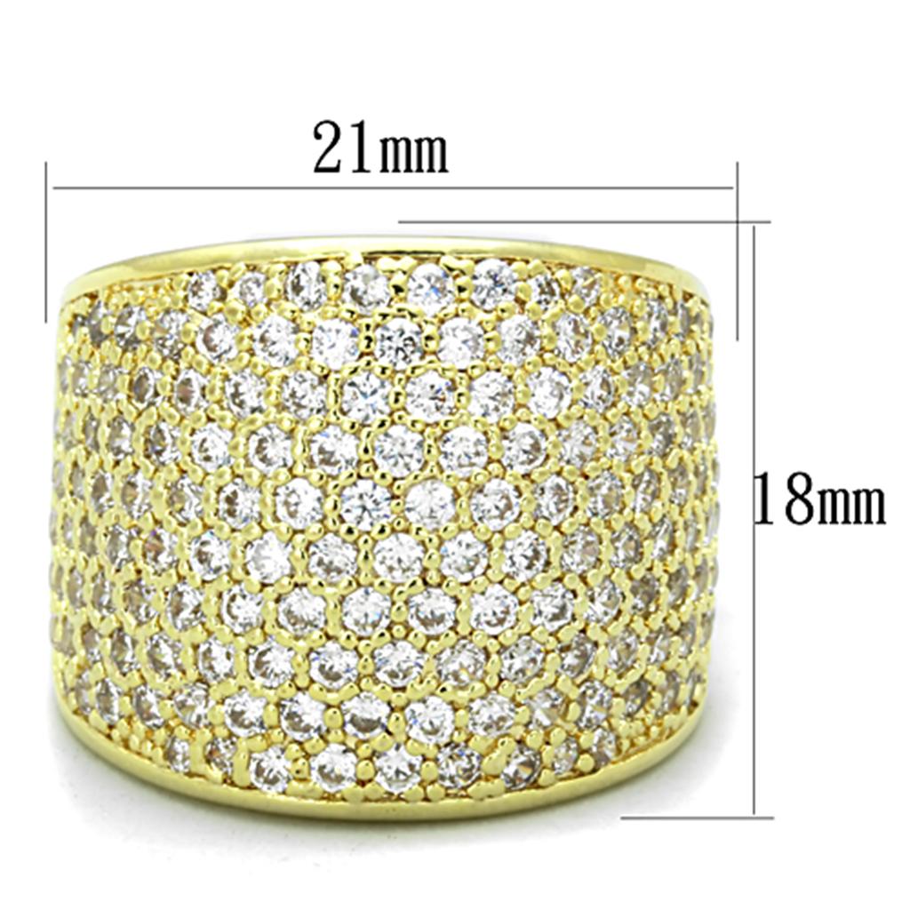 Gold Brass Ring with AAA Grade CZ  in Clear