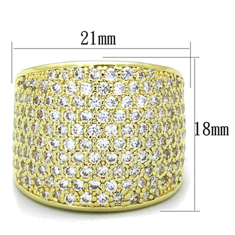 Gold Brass Ring with AAA Grade CZ  in Clear