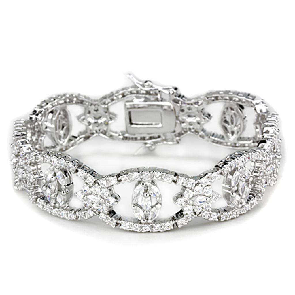 Rhodium Brass Jewelry Sets with AAA Grade CZ  in Clear