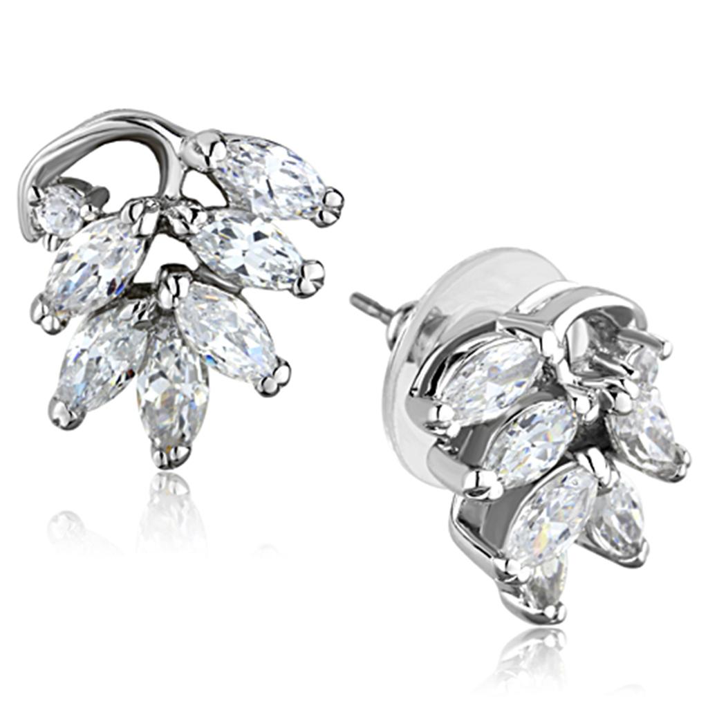 Rhodium Brass Jewelry Sets with AAA Grade CZ  in Clear