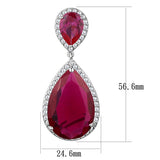 Rhodium Brass Earrings with AAA Grade CZ  in Ruby