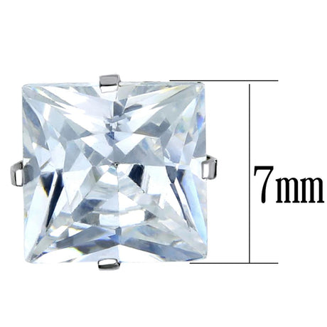 High polished (no plating) Stainless Steel Earrings with AAA Grade CZ  in Clear