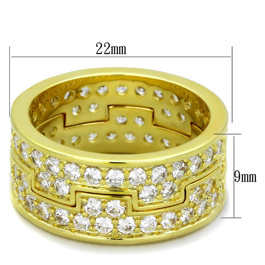 Gold Brass Ring with AAA Grade CZ  in Clear